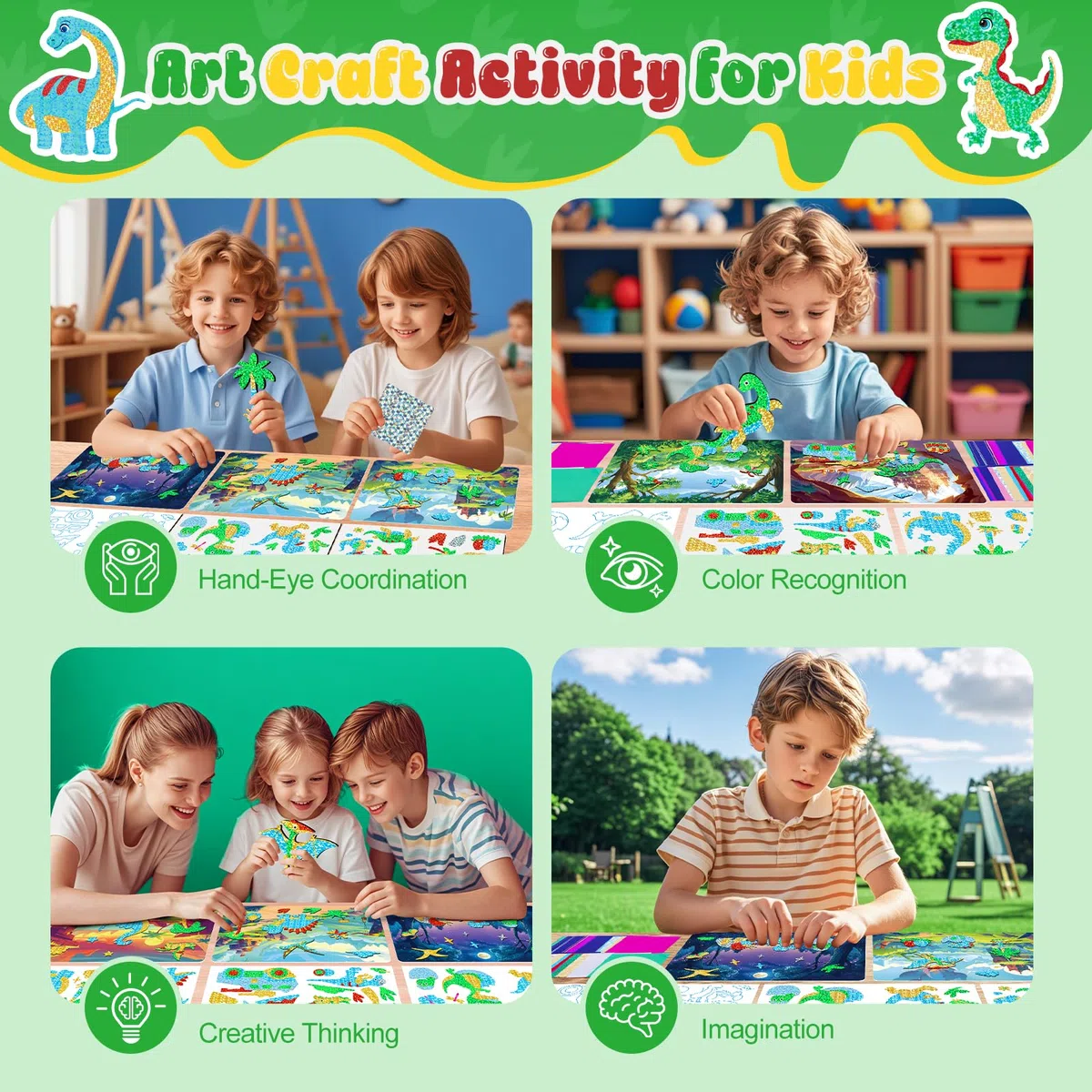 CutteeyFyry Foil Art Kit Per I Bambini,dinosauro & Principessa Foil Art Per I Bambini,Artigianato Artistico Kit Per ragazzo Età 3-10,Bambini Activity Kit di Natale Compleanno Regali di Pasqua