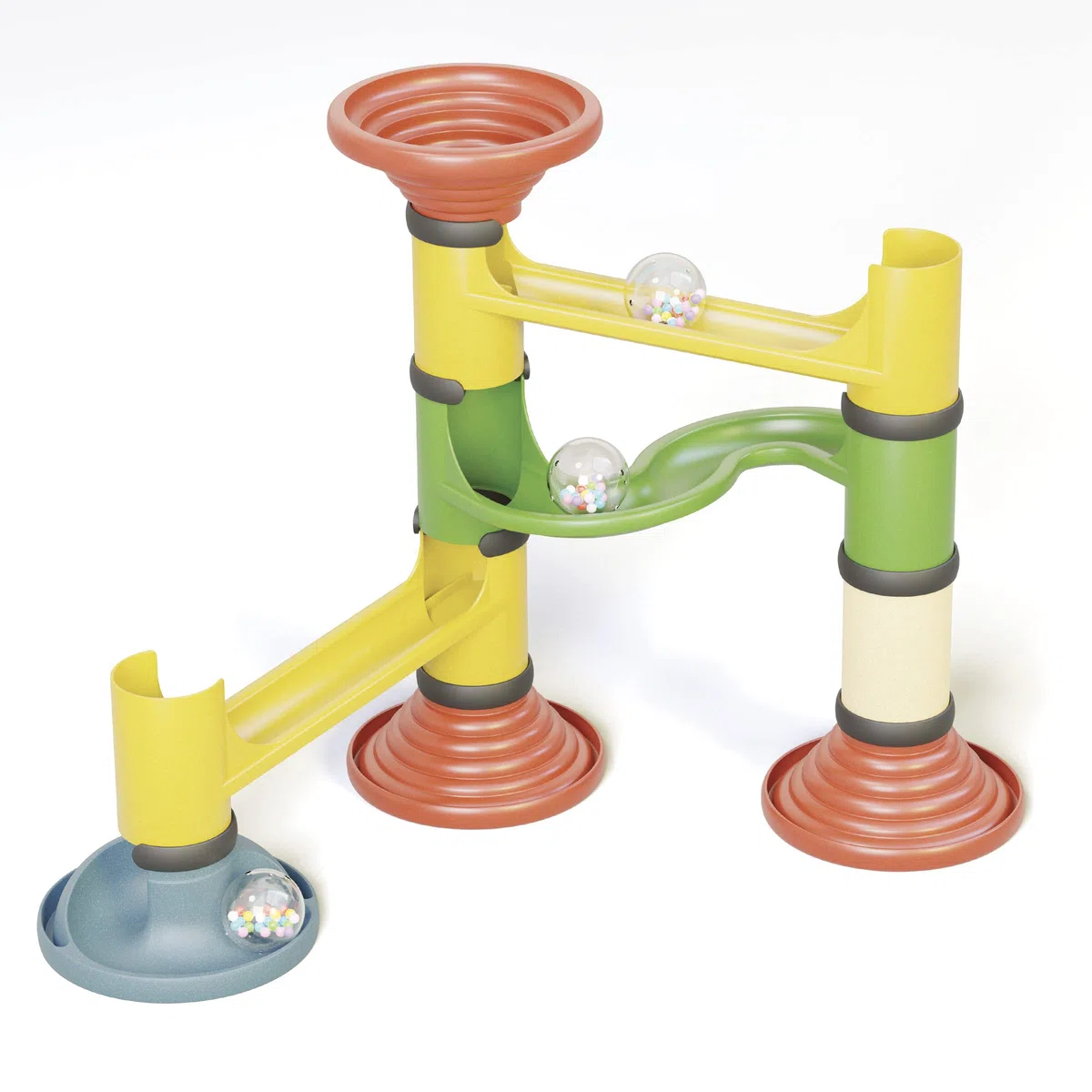 Quercetti Migoga Junior Bio Pista Biglie Per Bambini a Partire dai 18 Mesi Costruzioni Grandi Per Bambini In Bioplastica, Gioco Costruzioni Con Grandi Biglie Sonaglio, Percorsi Creativi e Sensoriali
