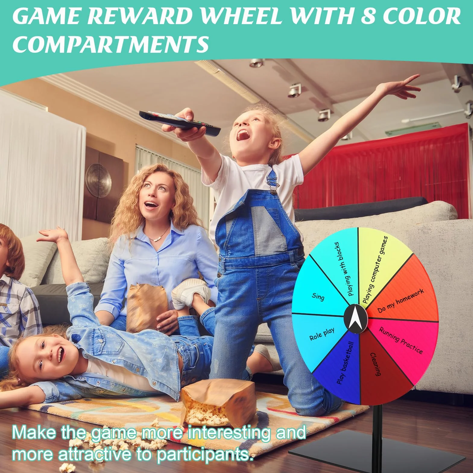 Ruota di Fortuna Girare, Colorata Rotella di Fortuna, Ruota Girevole Cancellabile a Secco, 8 Slots Color Roulette Prize Wheel, Ruota della Roulette da Tavolo per Compleanno Lotteria Festa Festa