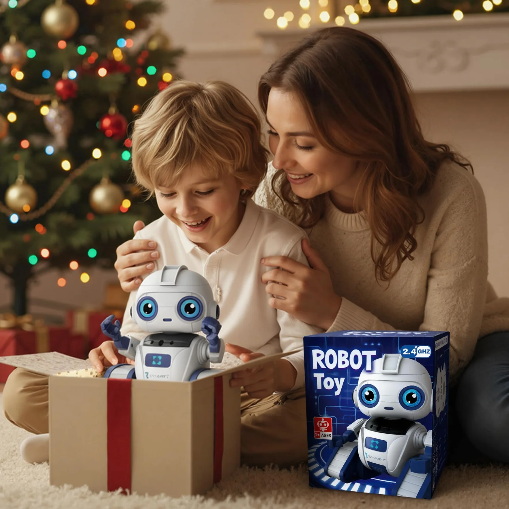 Robot Telecomandato con Controllo Gestuale per Bambini 3-12 Anni, Funzione di Proiezione, Occhi a LED, Musica