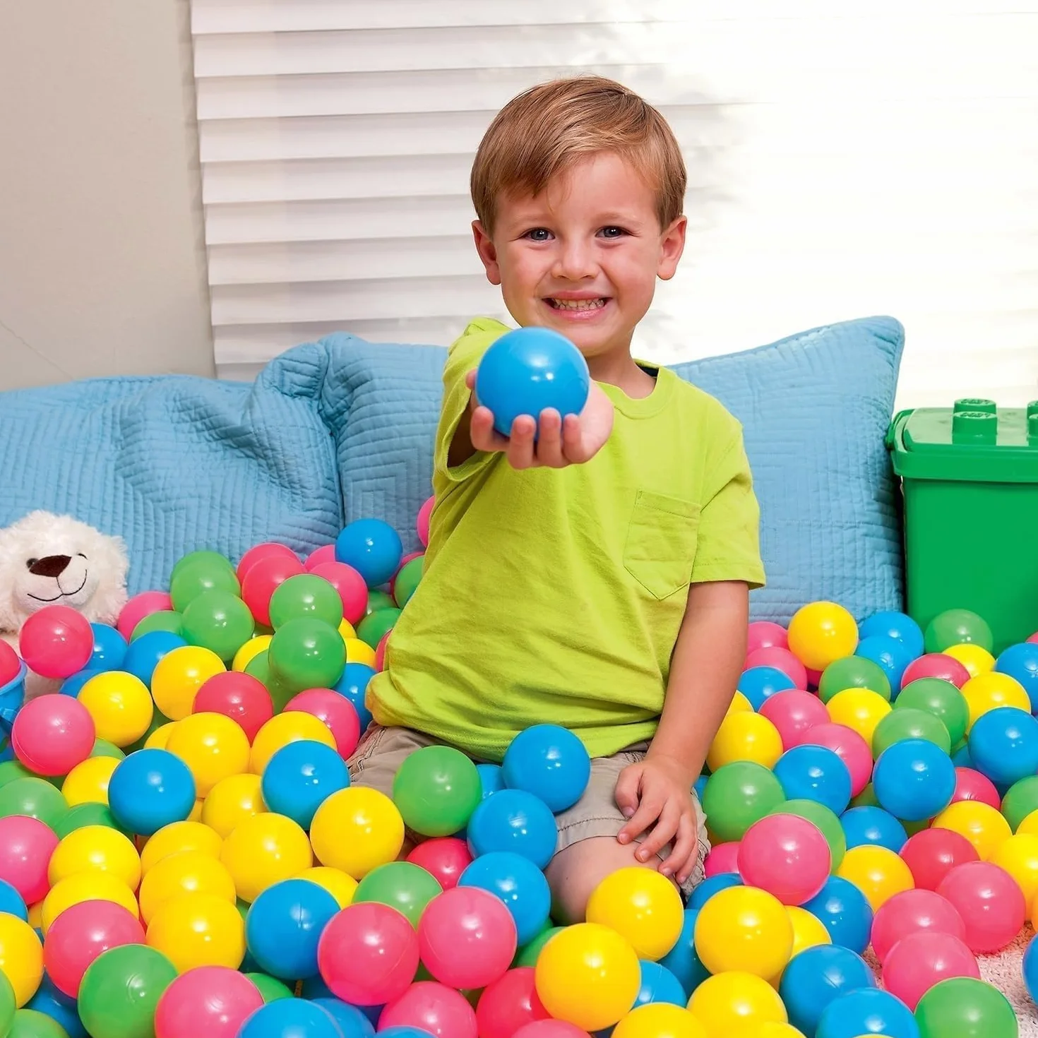 Sacca con Palline Colorate Cesta con 40 Palline Colorate ∅ 7 cm per Bambini in Rete Richiudibile Piscina Cameretta Gioco 40 Palline Palline di Plastica Colorate Gioco per Bambini (B)