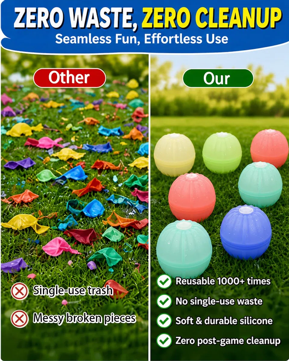 Palloncini Acqua in Silicone Riutilizzabili, 12 Pezzi, Riempimento Rapido Autosigillante, Senza Magneti, per Bambini e Adulti, Piscina Spiaggia Giardino