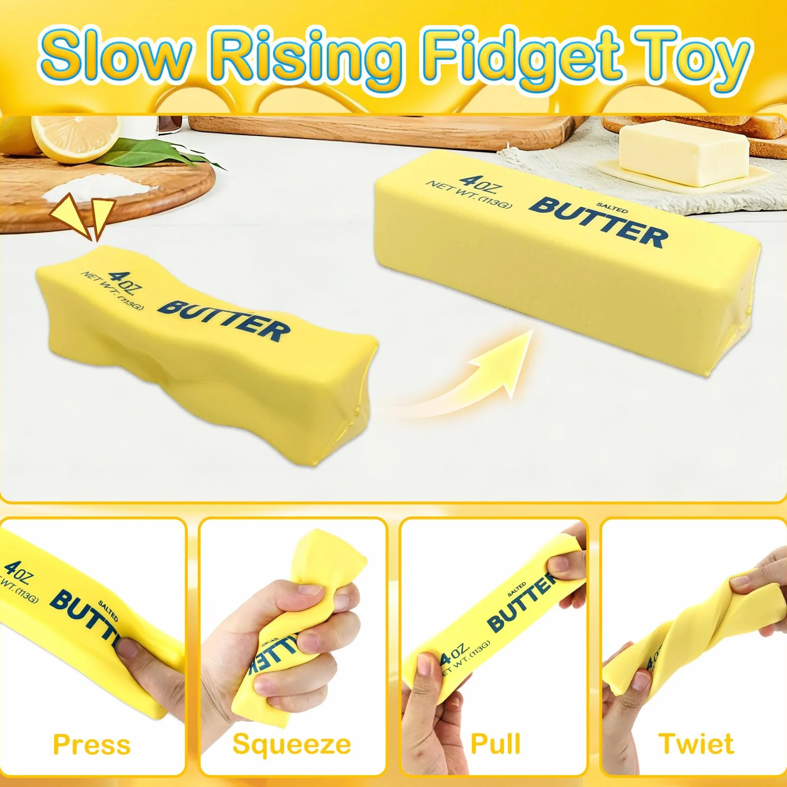 TOGETDREAM 2 Pezzi Butter e Formaggio Squishy, Design Realistico Burro e Formaggio