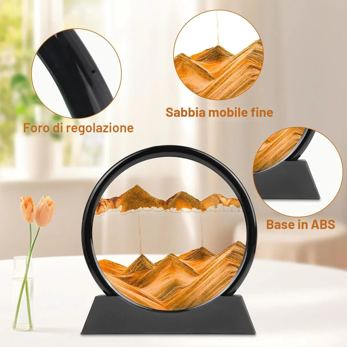 RCQD clessidra 3d sabbia paesaggio,paesaggio marino profondo a clessidra 3d,Pittura di Sabbia Che Scorre Display Decorazioni per la Casa e l'ufficio Giocattoli da Scrivania per Adulti (Blu, 12")