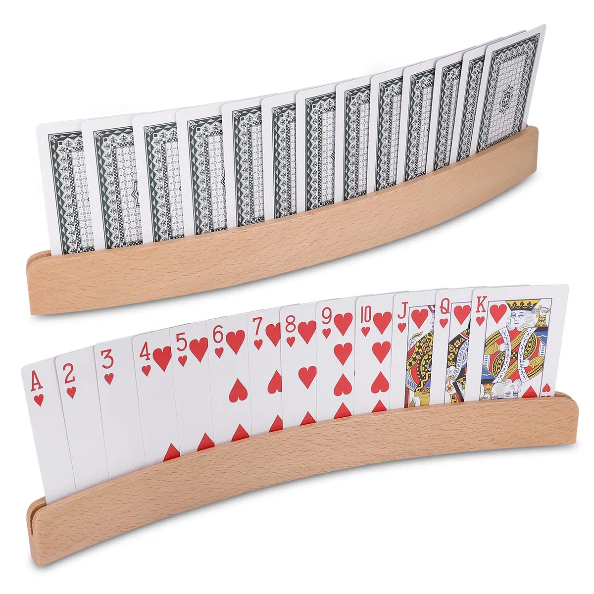 Zocipro 2 porte carte da gioco per bambini, legno curvo, mani libere, Poker/Bridge/Uno, organizzato per adulti e anziani