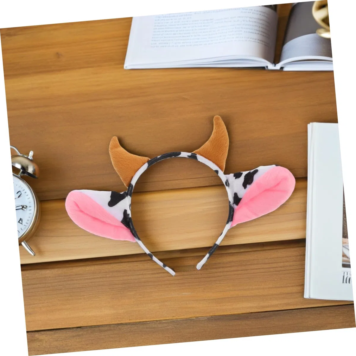 TOYANDONA 4pezzi Cerchietto per Capelli Forma di Mucca Corna e Orecchie Design Elastico per Feste Tema Cosplay e Spettacoli Adatto Tutte Testa