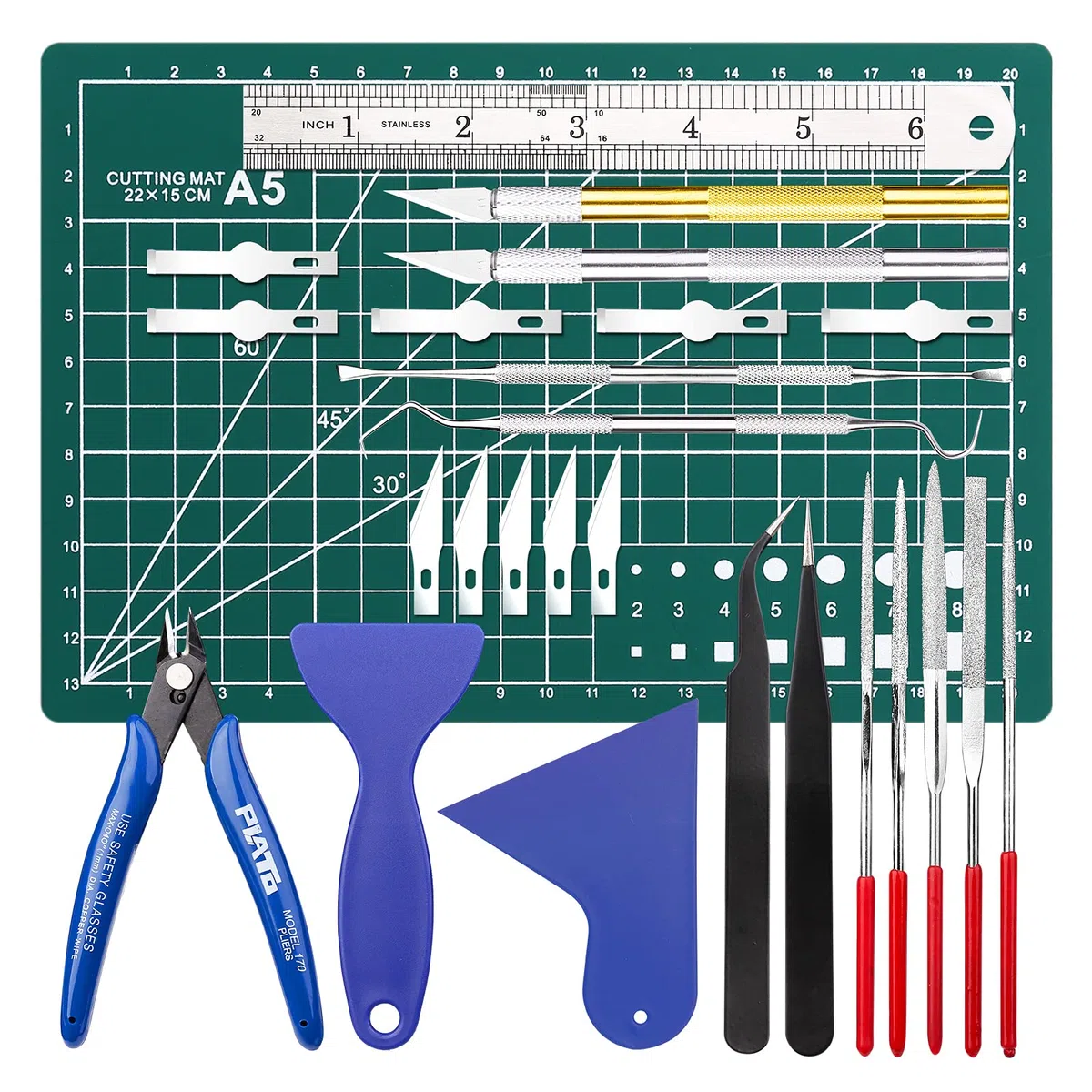 Kit Modellistica di Base, 26 Pezzi kit modellismo, attrezzi modellismo, Set di strumenti professionali per la realizzazione di modelli in scala, inclusi gli strumenti di base per il modellismo