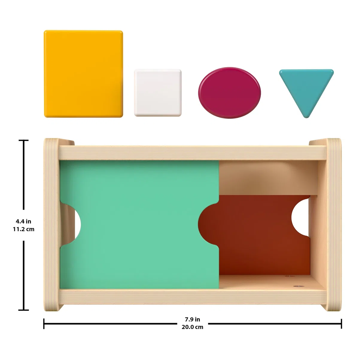 Fisher-Price - Scatola Cercaforme Montessoriana, Set in Legno per attività di coordinazione Occhio-Mano e apprendimento con 4 Forme Diverse Incluse, 12+ Mesi, JHC06