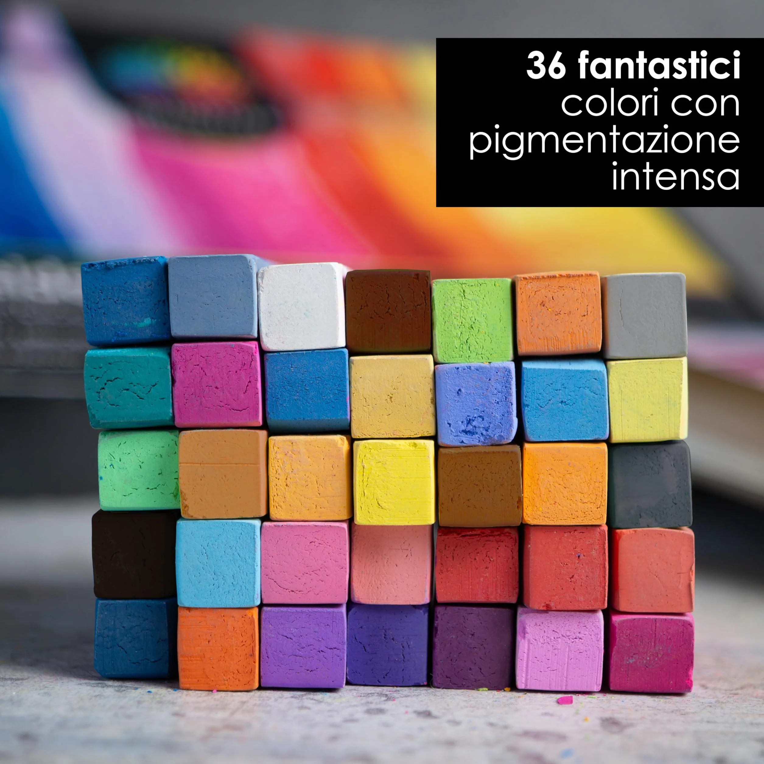 OfficeTree 36 pastelli a gesso per artisti, pastelli morbidi con blocco per schizzi, colori vivaci, set di pastelli