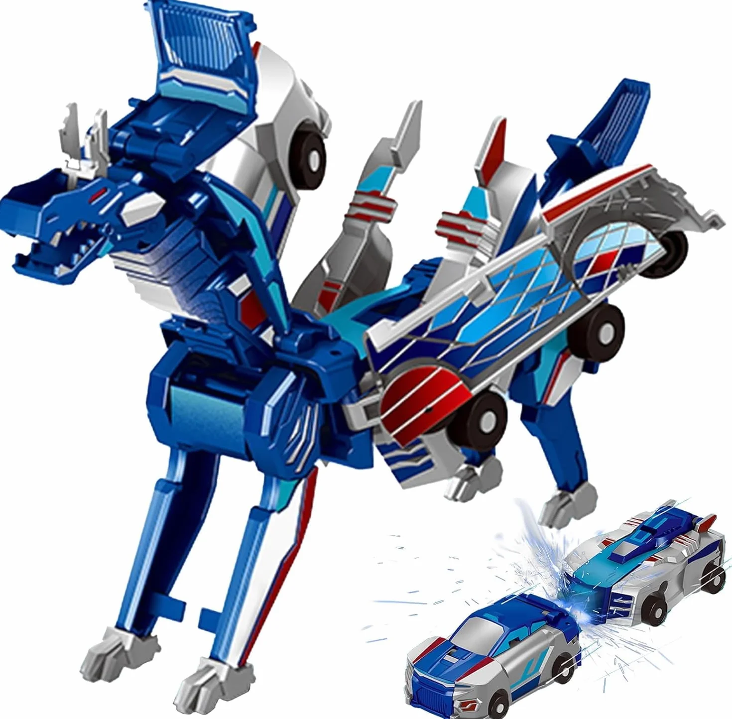 Felly Drago Trasforma Macchina Giocattoli, 2 Pezzi Auto Robot Giochi Bambini Bambino Bambina 2 3 4 5 6 Anni, Giocattolo Regalo per Ragazzi Ragazze