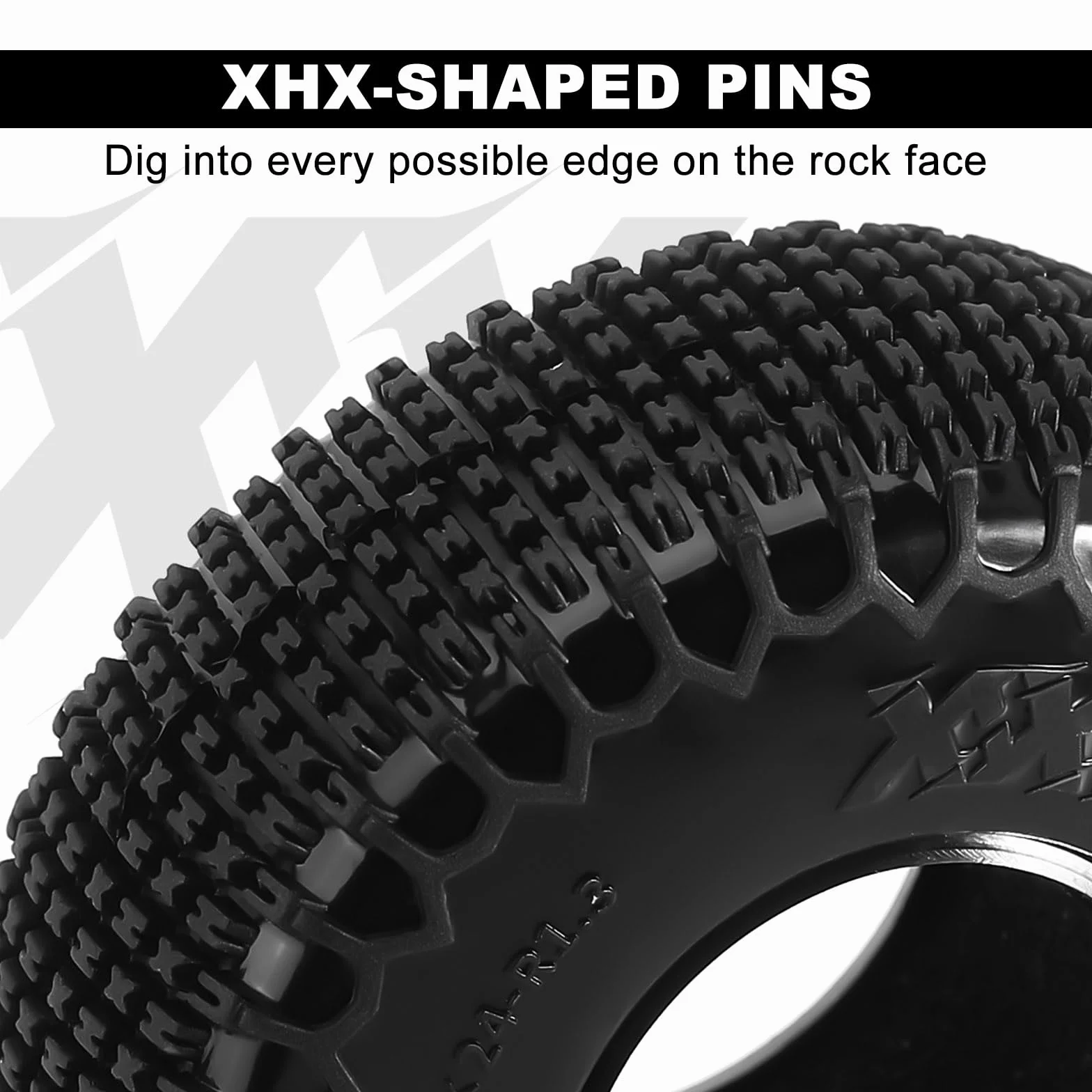 INJORA Pneumatici Pin XHX da 1,3" per TRX4m SCX24, 72 * 24mm, Composto S5, 4 pezzi