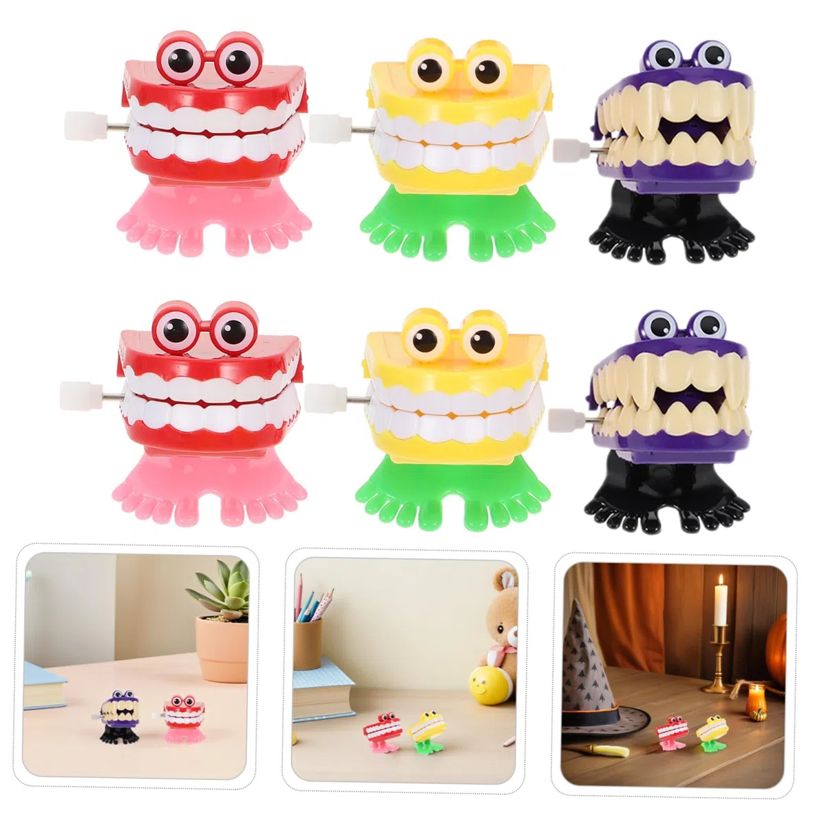 6 Pezzi Giocattoli Dentiera Molla Divertenti per Halloween e Feste di Compleanno Giocattoli Meccanici con Occhi Saltellanti Regali per Premi e Carnevali