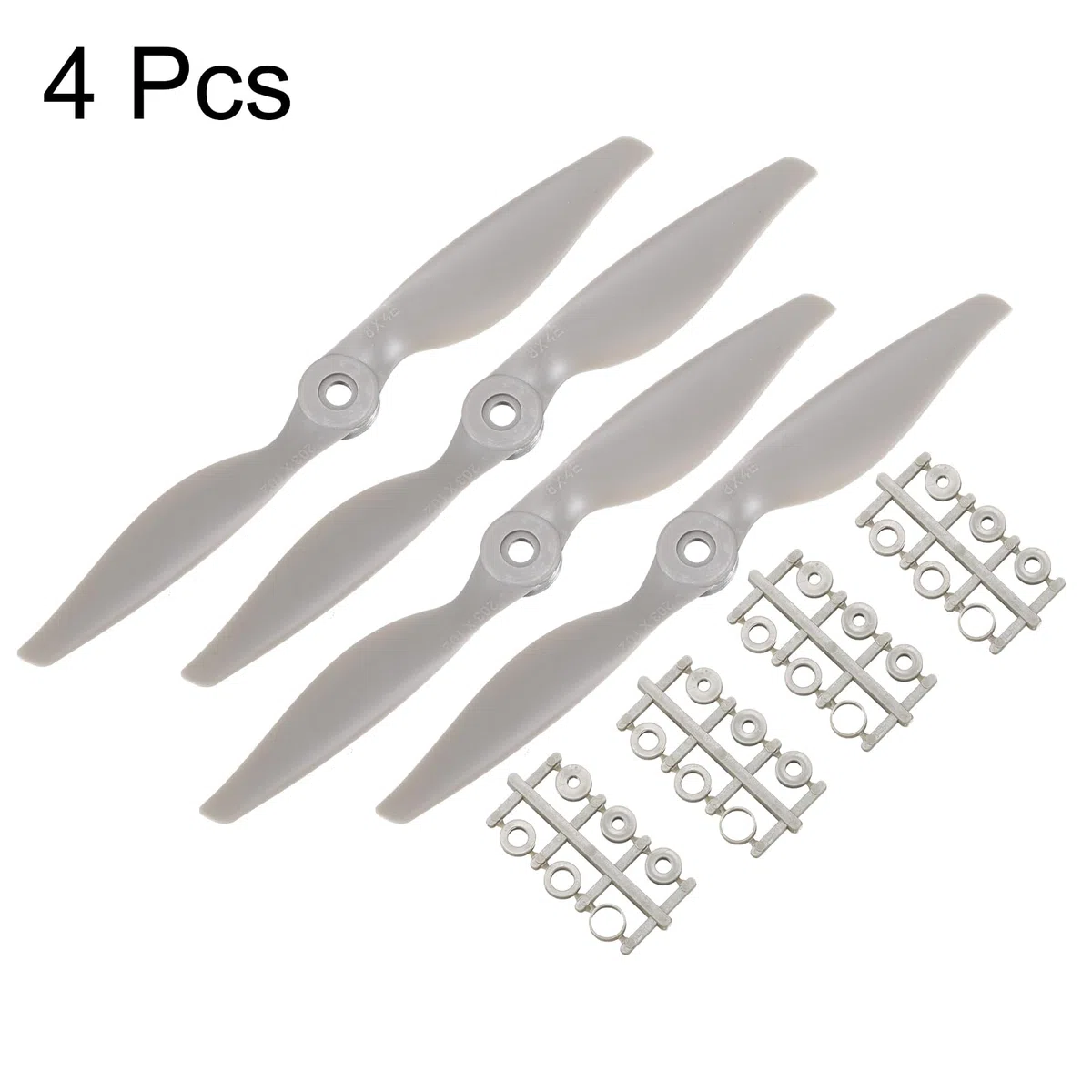 QUARKZMAN RC Eliche 2 Paletta Lame Attrezzi 7x5 Pollici Grigio con Adattatori cerchi per Elettrico Aereo Aereoplano, 4pz