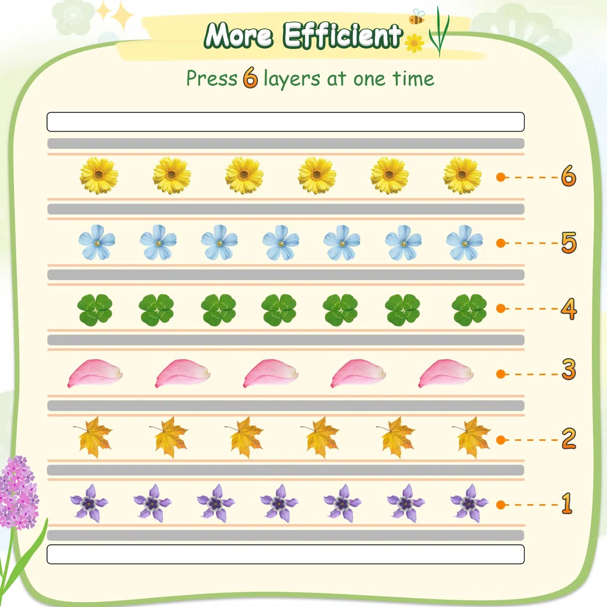 REFLYING Set di Presse per Fiori, 6 Strati di Foglie di Fiori Pressati per la Conservazione Delle Piante, Kit Fai da te di Arte Floreale e Artigianato, per Bambini dai 6 anni in su