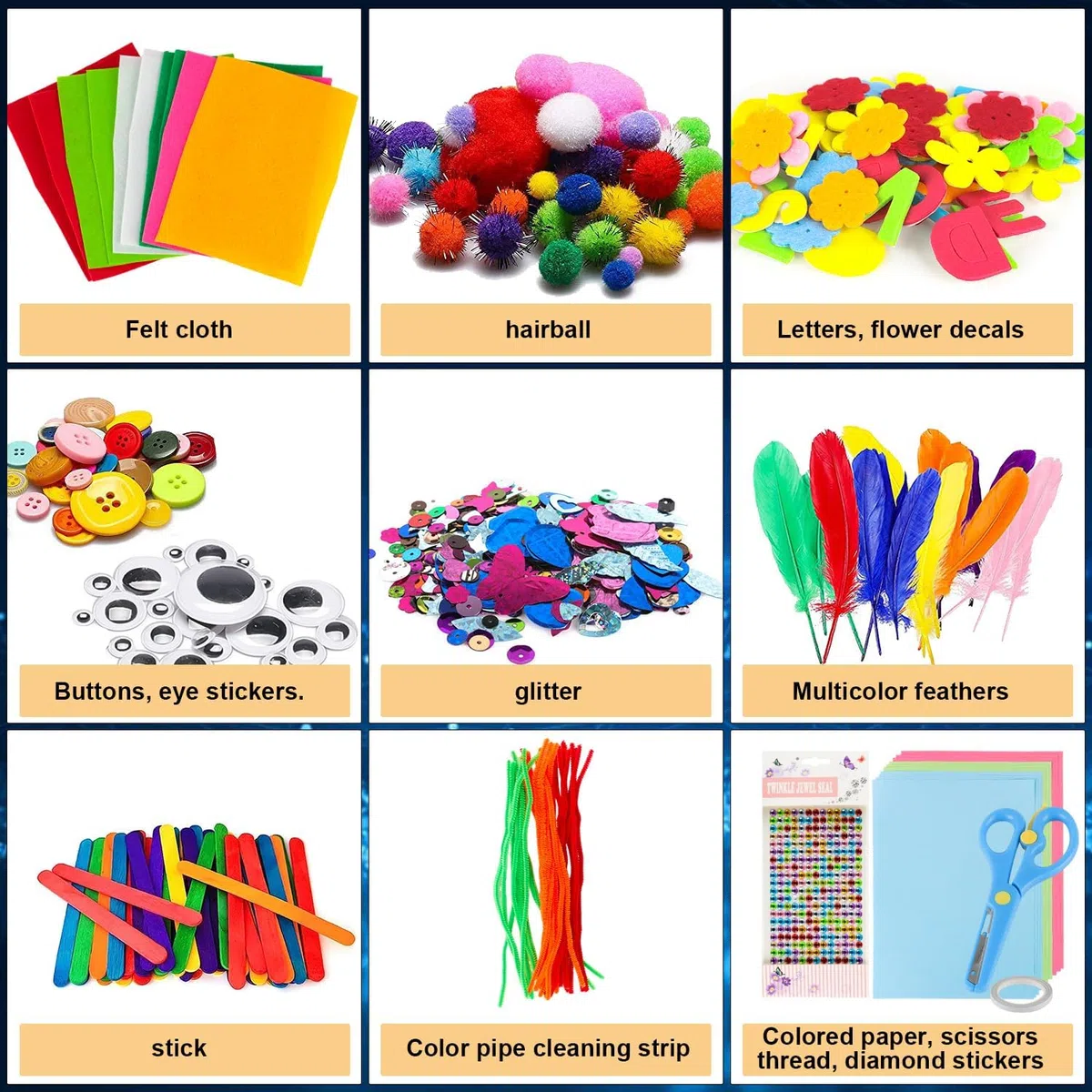Lucywey Set di artigianato per bambini da oltre 1500 pezzi, materiali per artigianato per bambini, accessori per artigianato creativo, materiali per artigianato fai-da-te, Regali creativi per bambini