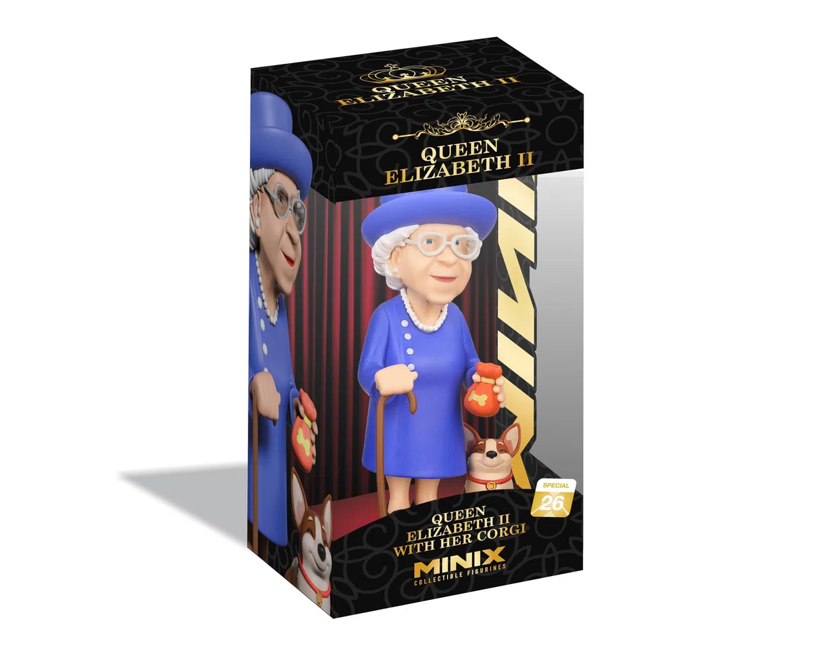 MINIX - Celebrity #26 - Regina Elisabetta II con il suo Corgi - Personaggio da collezione 12 cm