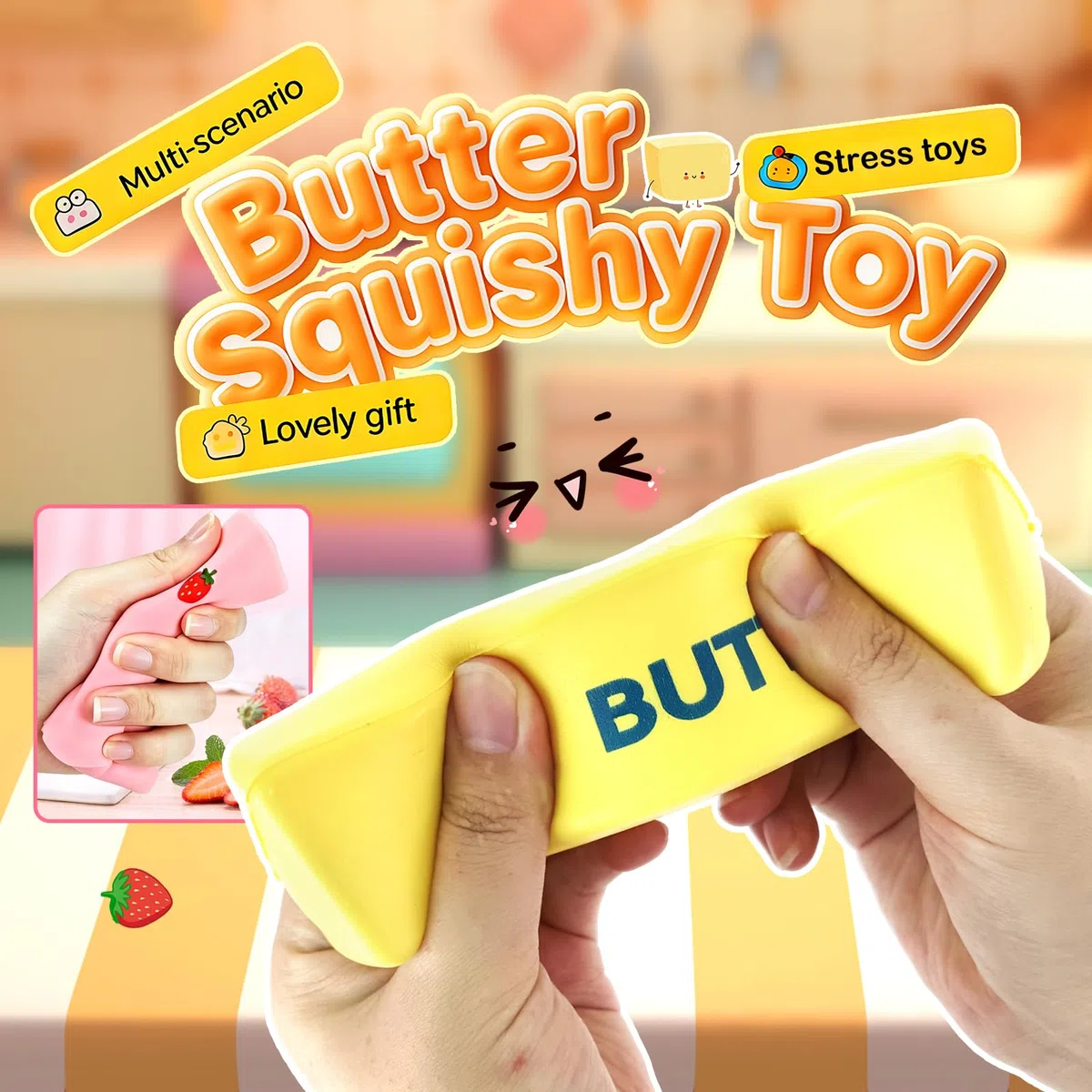 4 Pezzi Dumpling Squishy + Butter Squishy Set, Giocattolo Sensoriale con Contenitore per Il Vapore, Giocattolo Antistress per Alleviare adatto Bambini, Adulti, Ufficio, Casa