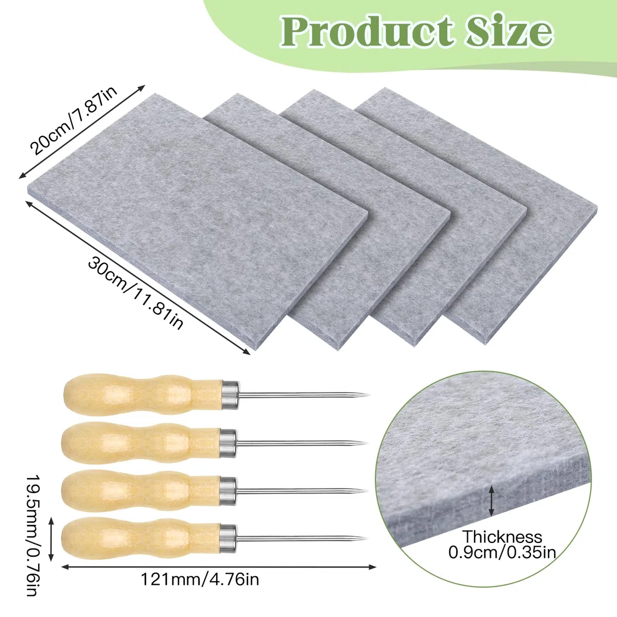 4 Pezzi Punteruolo E Tappetino per Bambini Kit, Kit Punteruolo e Feltro per Bambini, Set Tingling, 4 X Kit per Infeltrimento ad Ago 20x30x0,9cm con 4 X Aghi da Agopuntura per Regalo di Pasqua, Natale