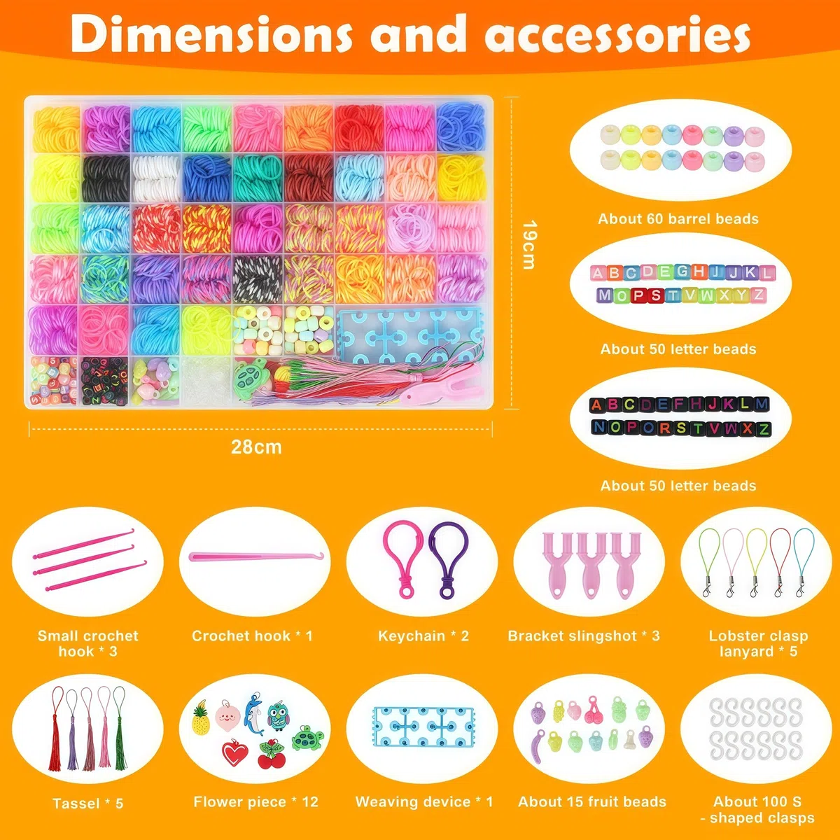 YeeQo 4100+ Set Elastici Per Braccialetti Colorati, fai da te per Elastici Braccialetti Kit per Bambini con 54 scomparti, comprensivo di telaio, ciondoli, perline, giocattoli creativi e regali