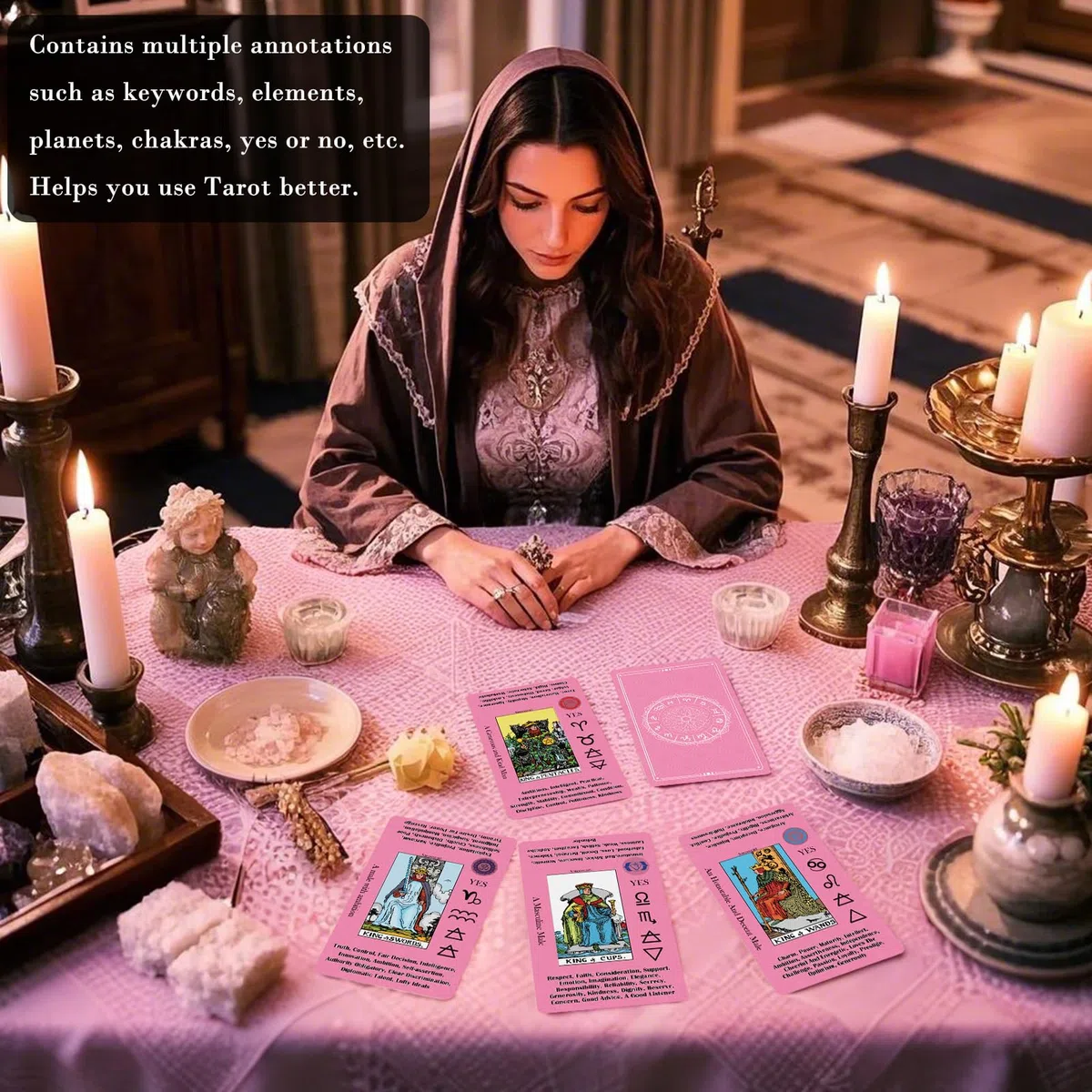 Smoostart Tarocchi rosa per principianti, mazzo di carte dei tarocchi con libro guida, tarocchi con significati su di loro viene fornito con squisita borsa di stoccaggio