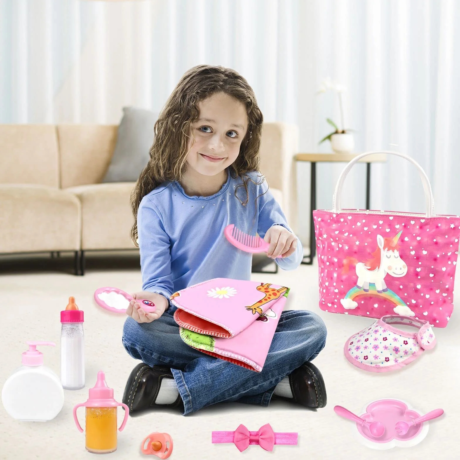 Accessori per bambole - Set di Alimentazione e Cura per Bambole con Biberon e Pannolini per Ragazze, Regalo Giocattoli per Bambini, Vestiti per Bambola Adatta 14-16 Pollici e 18 Pollici Bambola