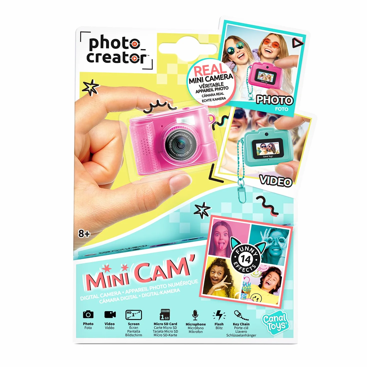 Canal Toys – Photo Creator – Appareil Photo et Vidéo Numérique Mini Cam' – Compact - avec Porte-clé et Carte SD 1Go Inc