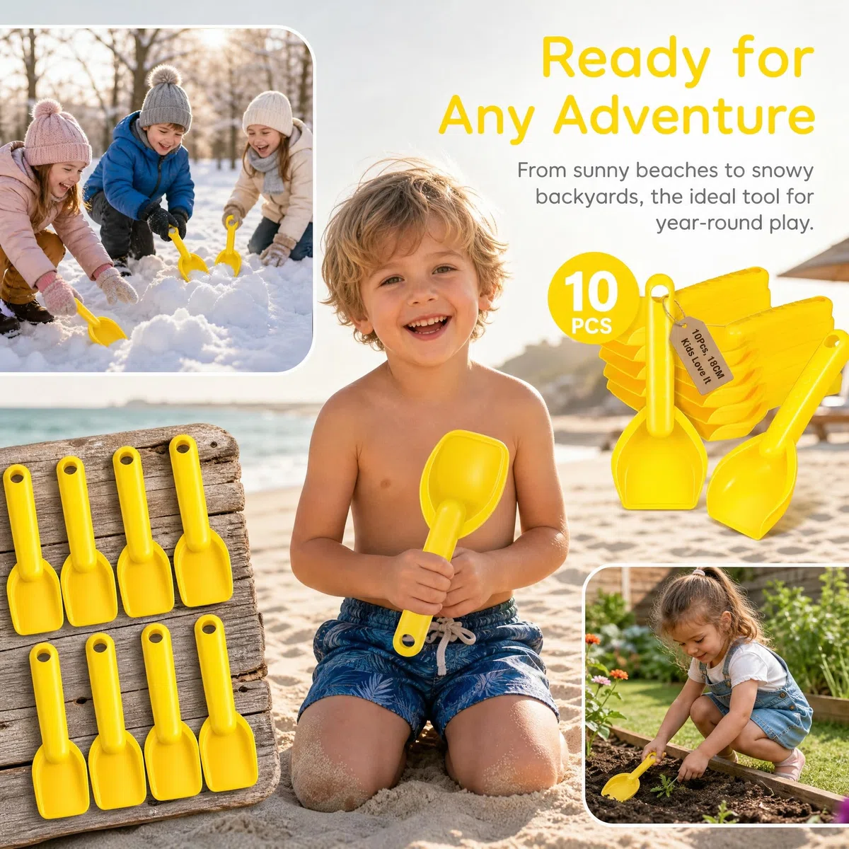Amosfun Set 10 Pale Da Spiaggia Per Bambini 7 Pollici in Plastica Colorata Giocattoli Da Spiaggia Per Scavo E Giochi All'Aperto