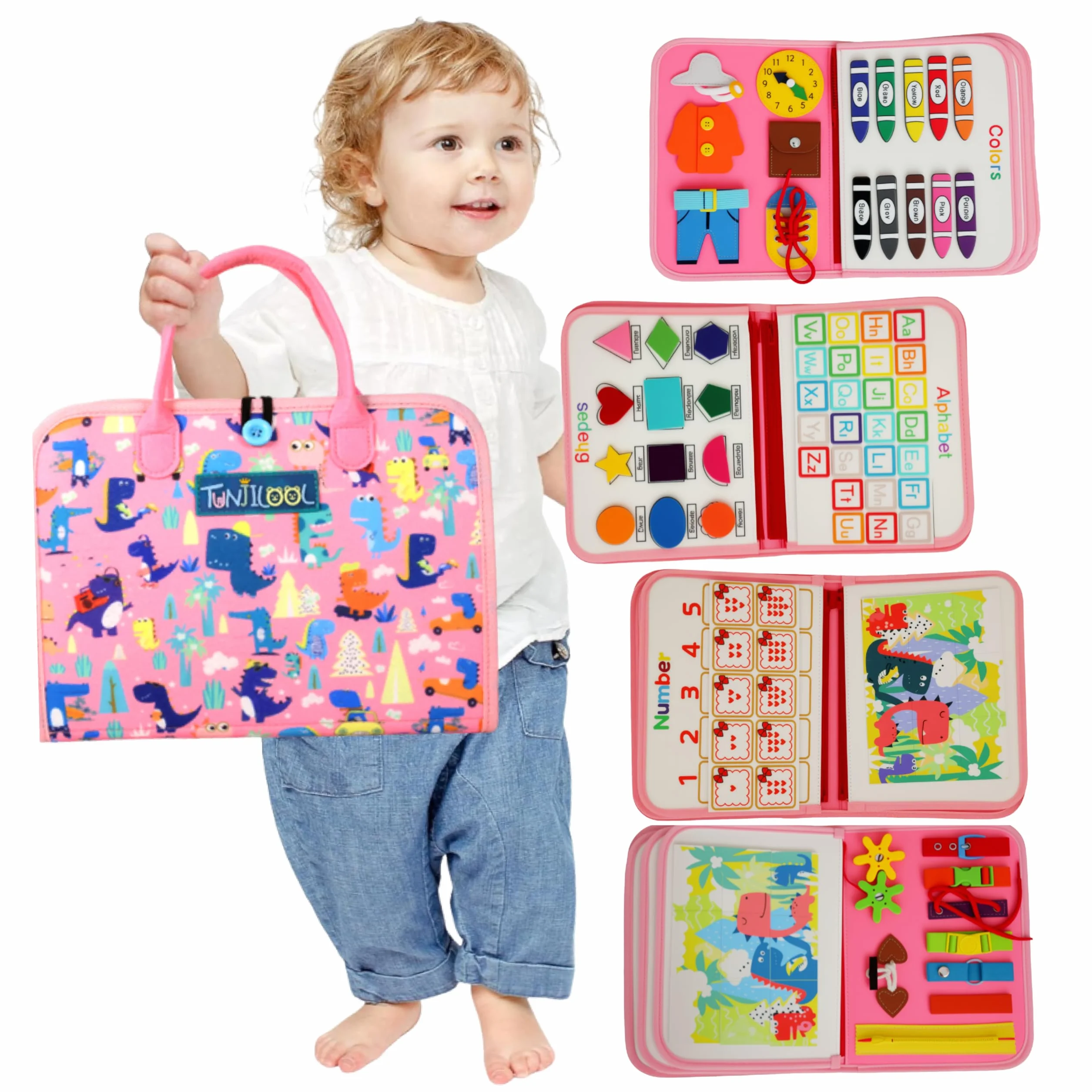 Montessori Busy Board - Libro di attività sensoriali 8-in-1 con Pagine Staccabili, Ideale per Viaggi, Sviluppo della motricità fine e Istruzione prescolare