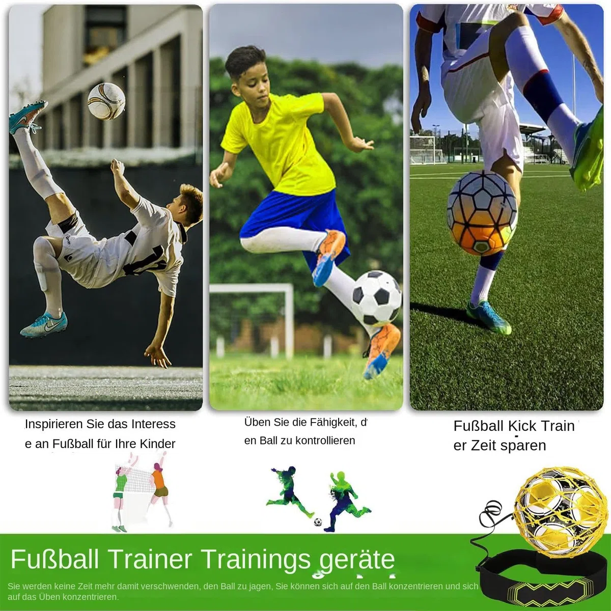 Football Kick Trainer – Calcio Kick-Back – Guida per il calcio con cintura di regolazione flessibile | Socker Knock -Back – Guida per dribblare, giocoleria e passare, palla da calcio