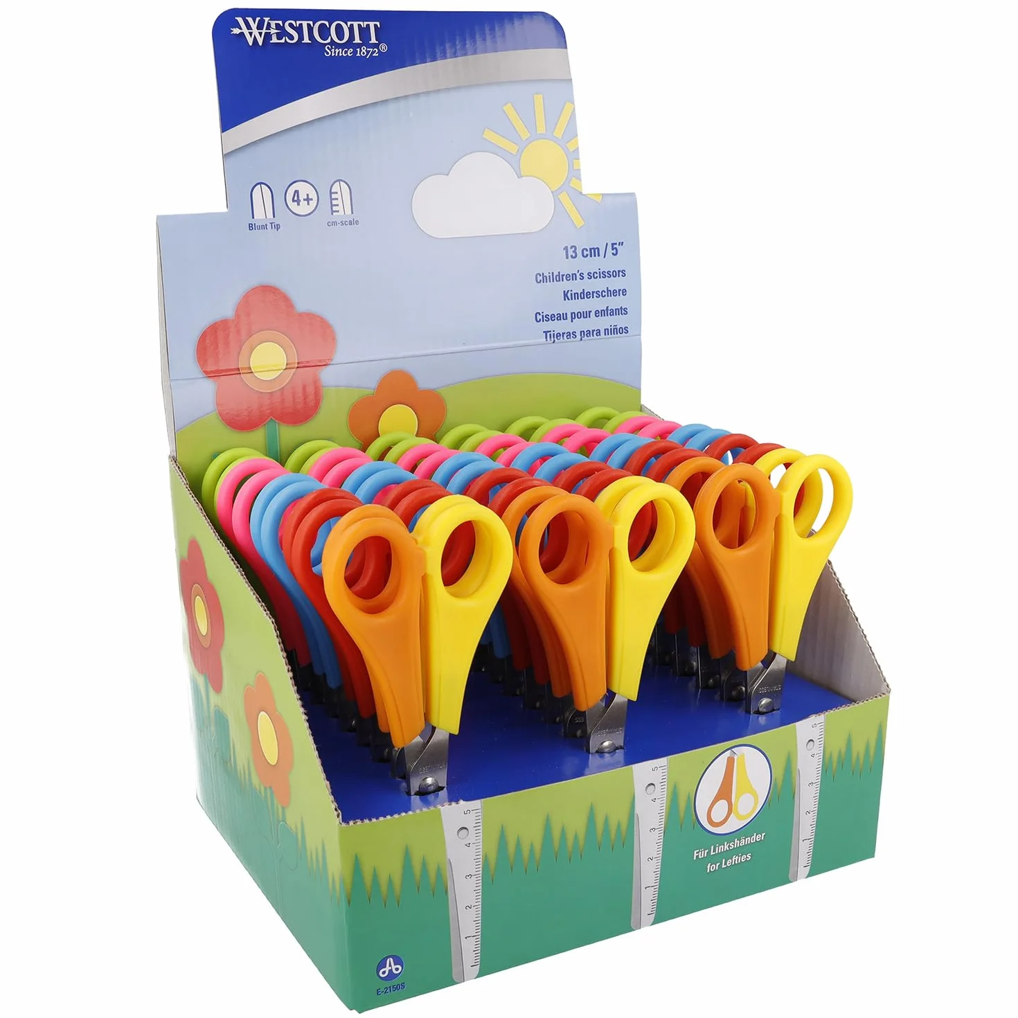 Westcott Forbici per bambini 30 pezzi in confezione espositiva | Forbici con scala integrata da 5 cm | Forbici da bricolage 13 cm (5") ideali per le mani dei bambini | Punta arrotondata | E-2150S