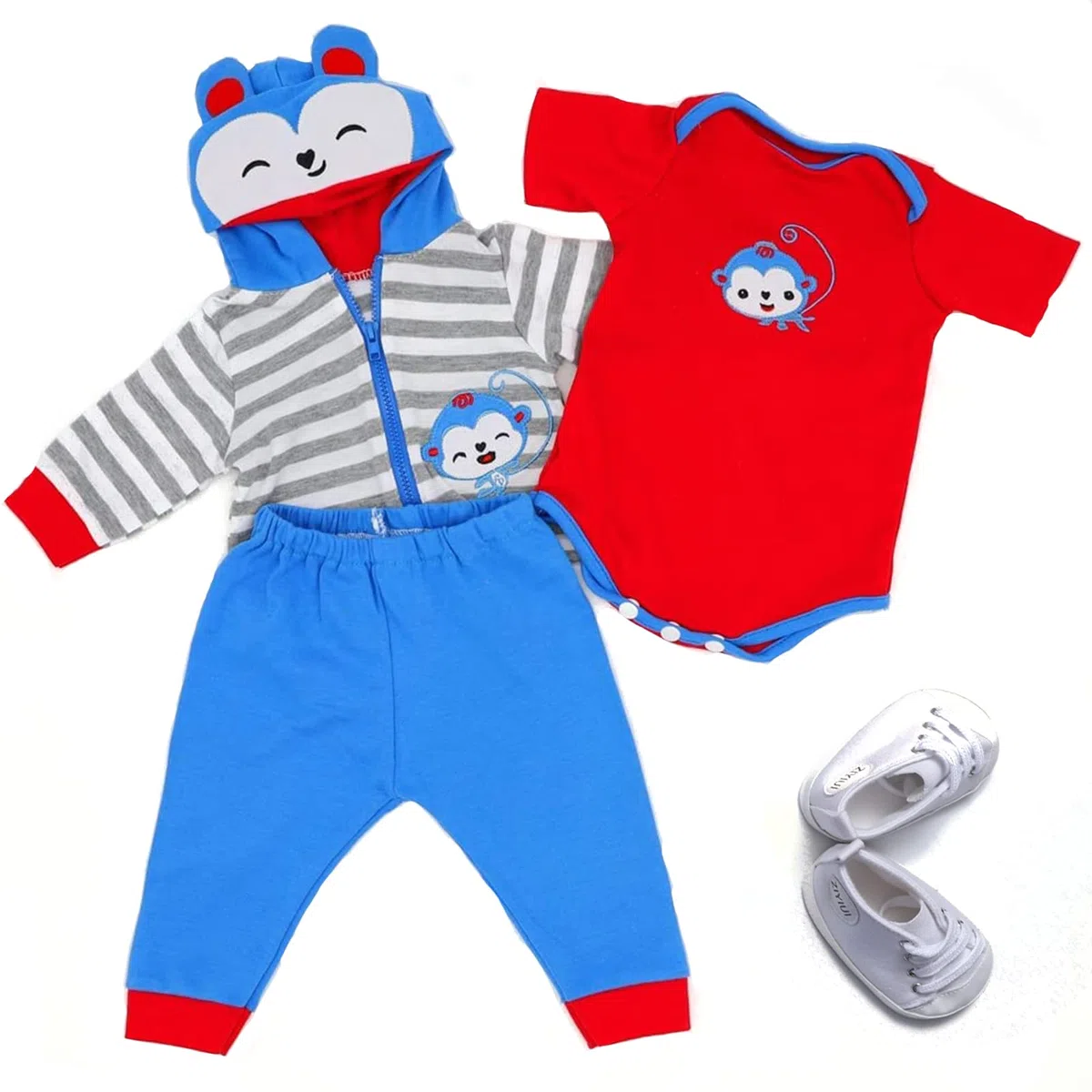 ZIYIUI Vestiti per Bambole per New Born Baby Doll, Cotone con Cappello per 18 "-22" Carino Vestiti Bambolotti (45-55 cm) (Scimmia blu)