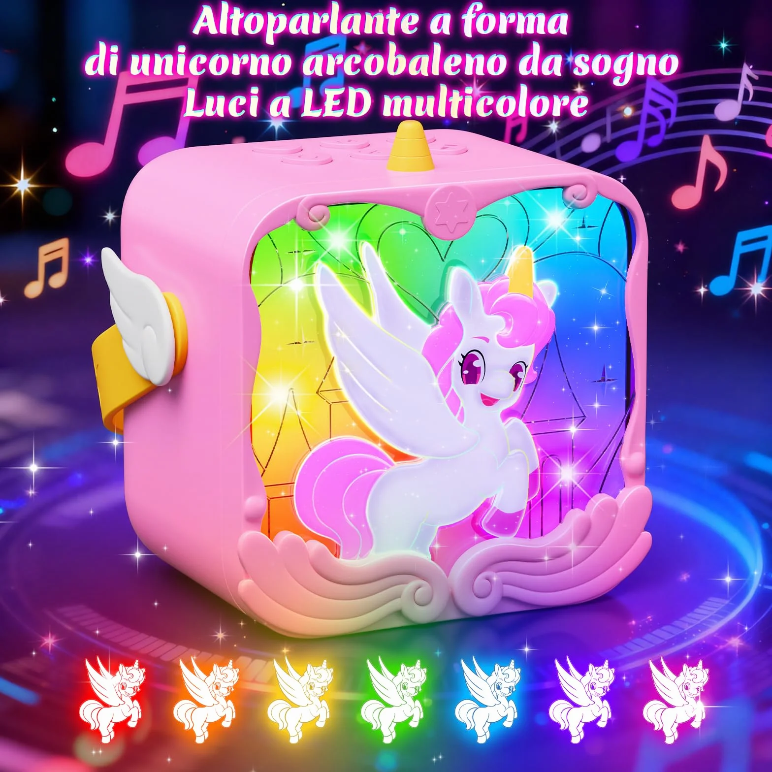 Kidluna Unicorno Karaoke Microfono Bluetooth con Luce LED Bambini 3-12 Anni Regalo Bambina