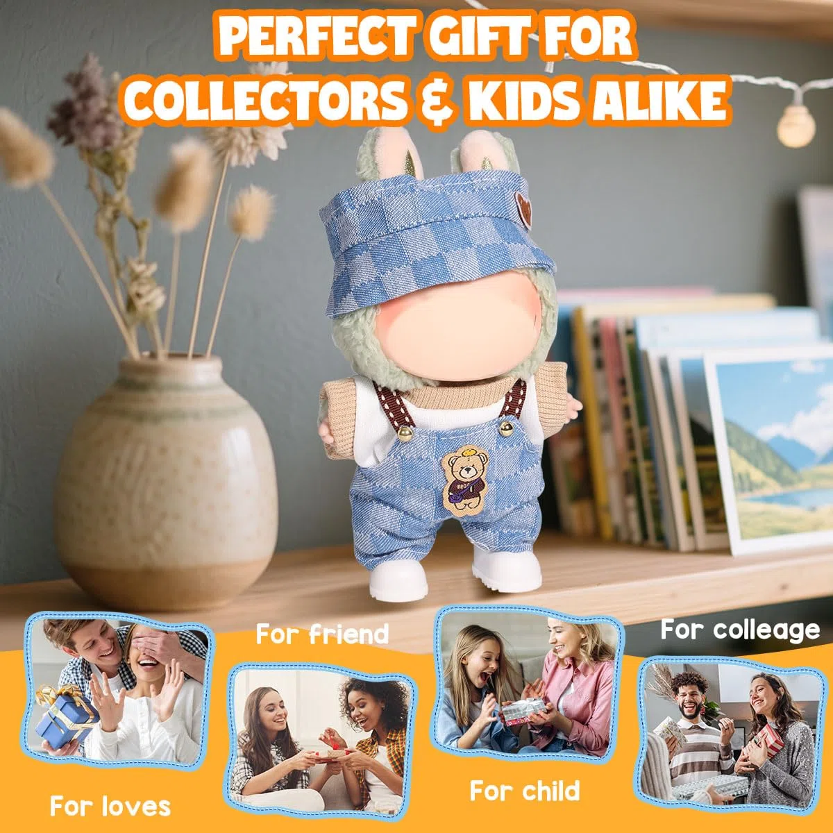 AICase per vestiti Labubu/per abiti Labubu, set di vestiti per bambola Lububu da 17 cm, set di 3 pezzi di abbigliamento per LA BUBU, accessori eleganti e adorabili per bambole (senza bambola) (D_Style