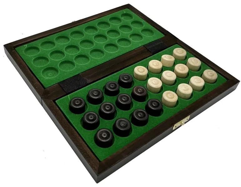 Un gioco di dama – Checkers 64 campi – Scacchiera pieghevole |25 x 25 cm| in legno & 24 Checkers |2 cm | – Checkers Set