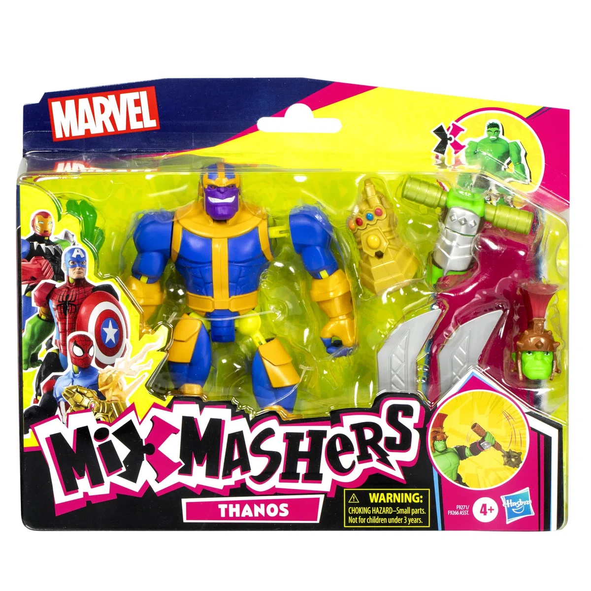 Hasbro Marvel MixMashers, Thanos, action figure deluxe e accessori degli Avengers personalizzabili da combinare e abbinare