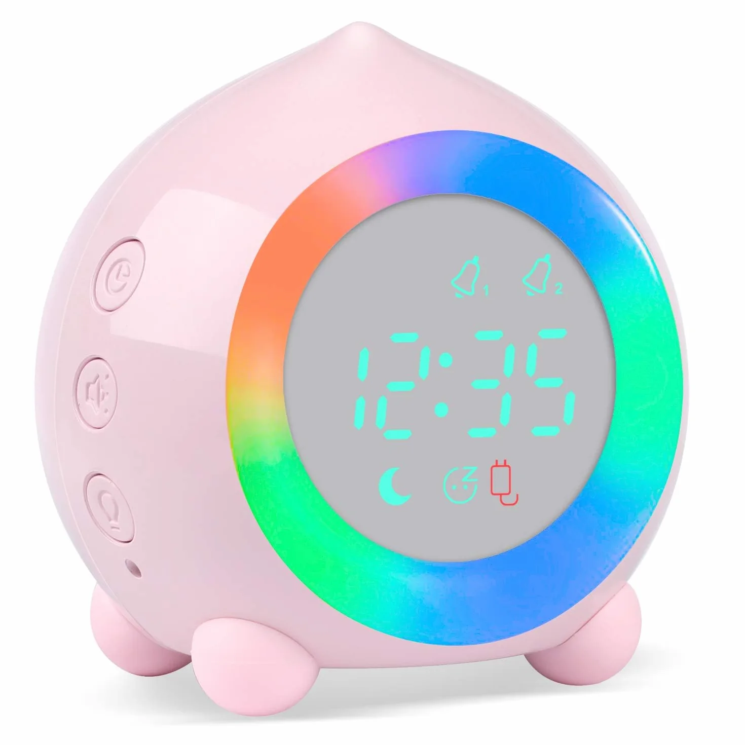 Sveglia Digitale per Bambini con Snooze,Luce Notturna,12/24 Ore,Sveglia da Comodino per Ragazzi e Ragazze,Facile da Usare per L'asilo,La Camera da Letto,il Soggiorno（Rosa）