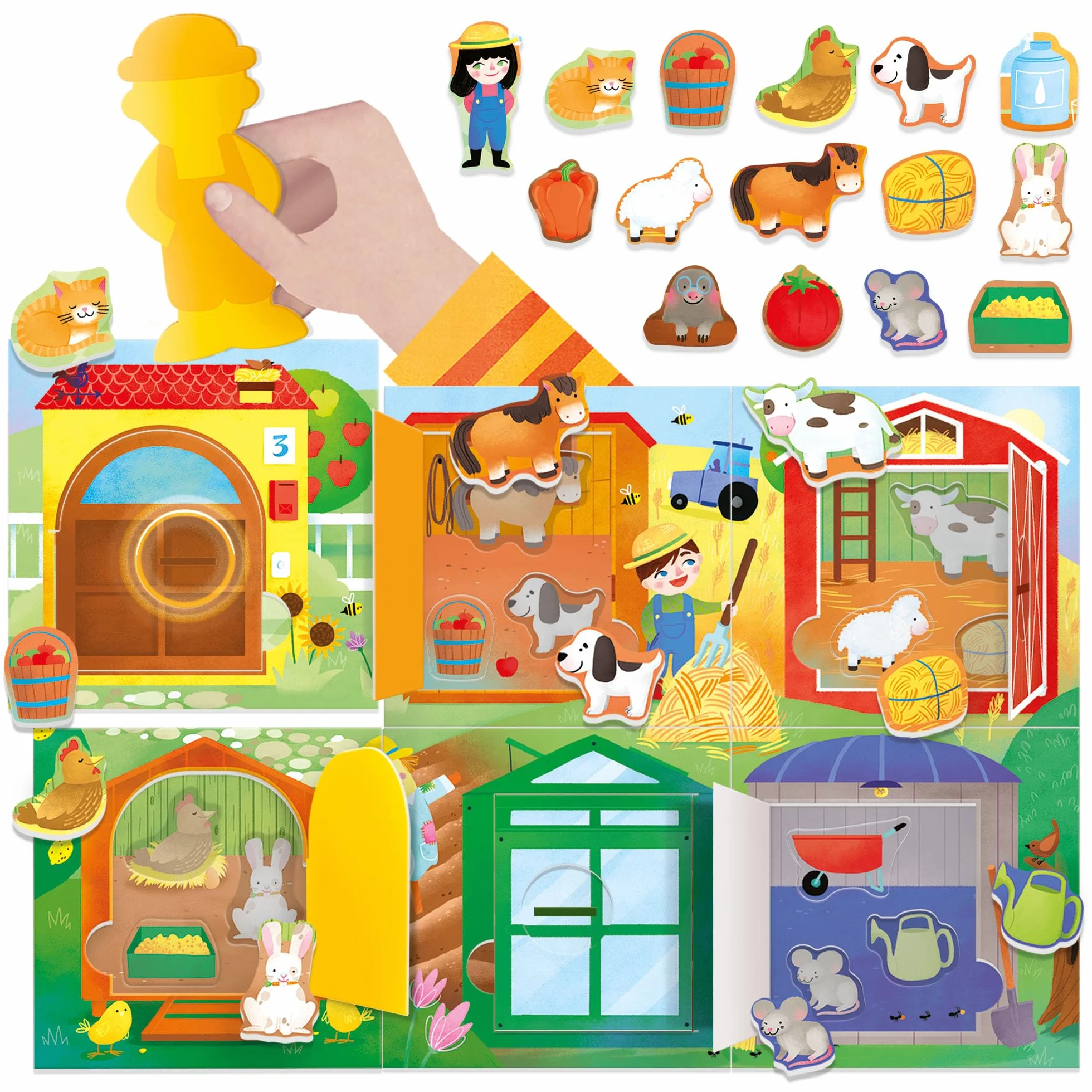 HEADU - Fattoria Apri e Chiudi Montessori - Manualità, Osservazione e Memoria | Giochi Educativi Bambini 2 3 4 Anni, Giochi Montessori, Regalo Bambina 2 anni, Regalo Bambino Natale, Made in Italy