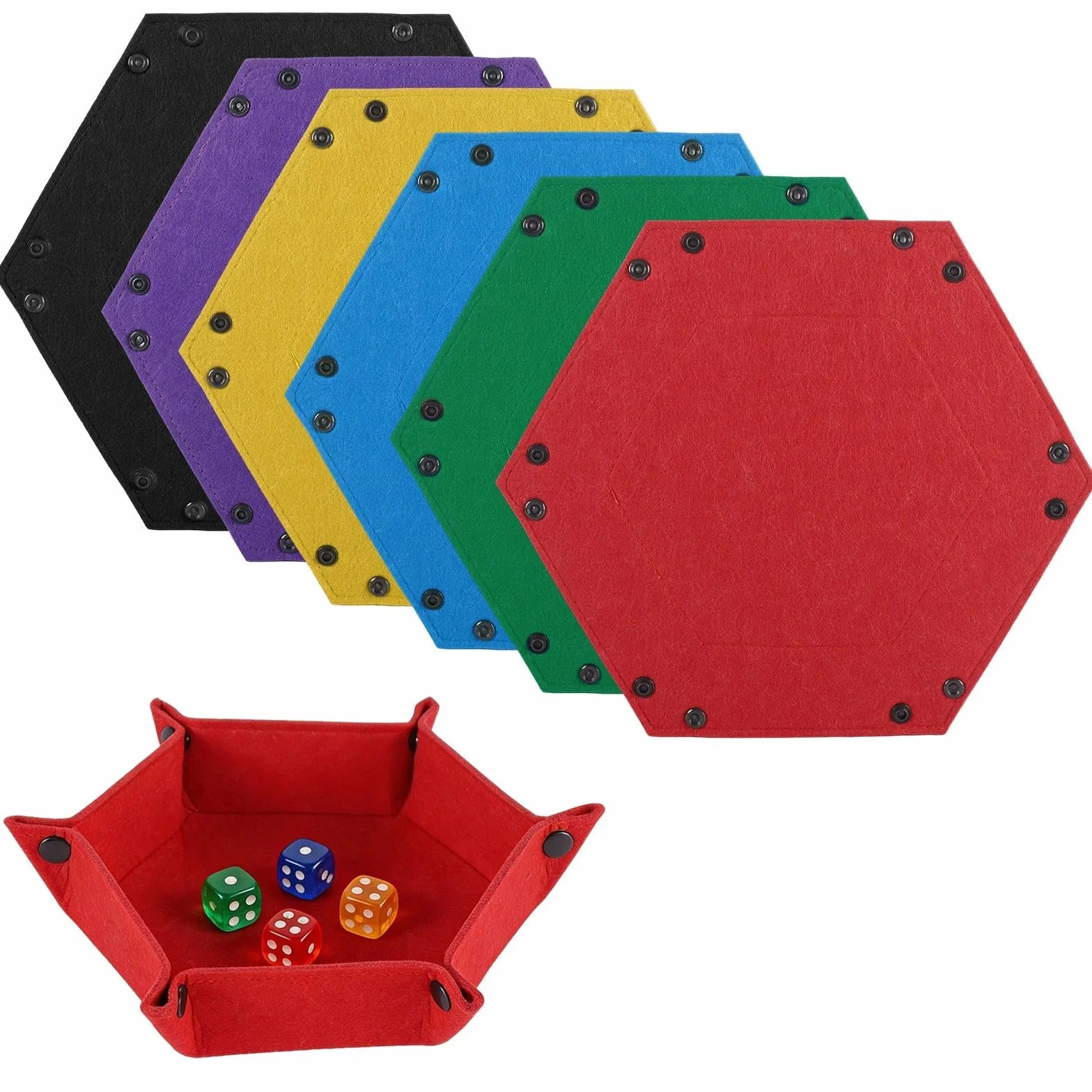 6 Pezzi Tira Dadi Tavola per Dadi in Feltro Esagonale Vassoio Cubo Feltro Vassoio per Dadi Pieghevole Tavole per DND RGP d&d Dungeons & Dragons Giochi da Tavoloe (6 Colori)
