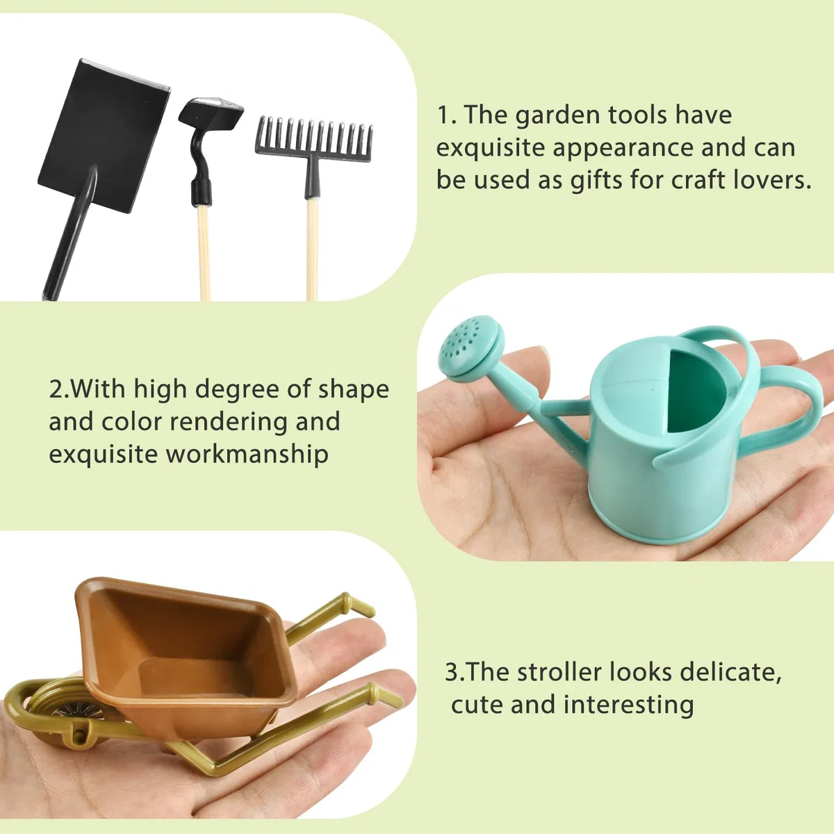 18 Pezzi Accessori per Giardino in Miniatura,Mini Casa Delle Bambole in Miniatura,Attrezzi da Giardinaggio Adatto per Decorare Mini Giardino