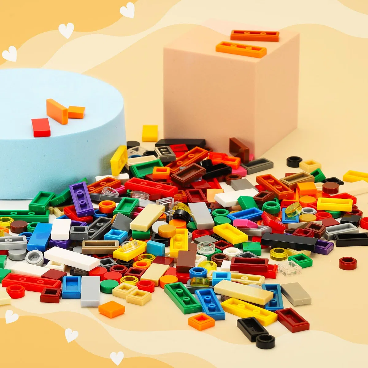 PATIKIL 370 Pezzi blocco Piatti All'Ingrosso, 1x2 Piastrelle Quadrate Marroni Classiche Superficie Liscia Mini Accessori Per Mattoncini Da Costruzione Compatibili Con Kit Mattoni