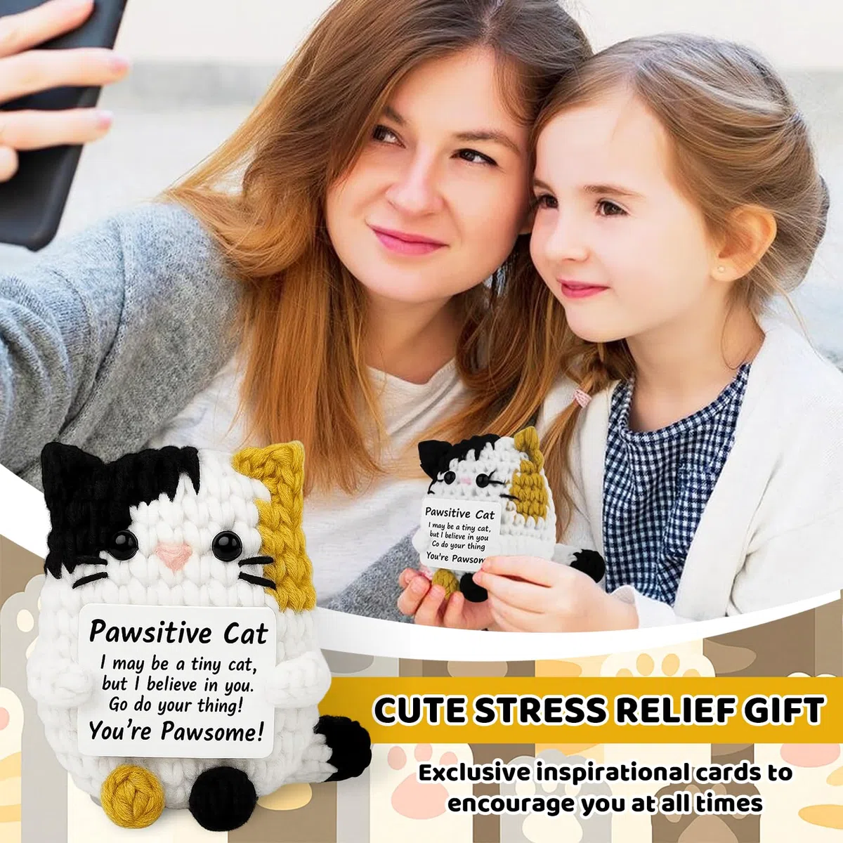 Gatto all'Uncinetto Divertente Fatto a Mano, Adorabile Animale, Sostegno emotivo, Idea Regalo per Donne, Uomini, Amici, Mamma, Compleanno, Natale, Festa della ma