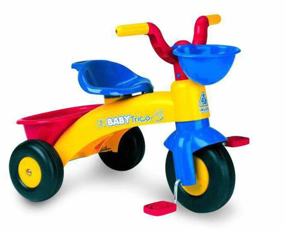 INJUSA - Triciclo per bambini Baby Trico MAX, per bambini da 1 a 3 anni, multicolore, con pedali, cestino anteriore e posteriore portaoggetti…
