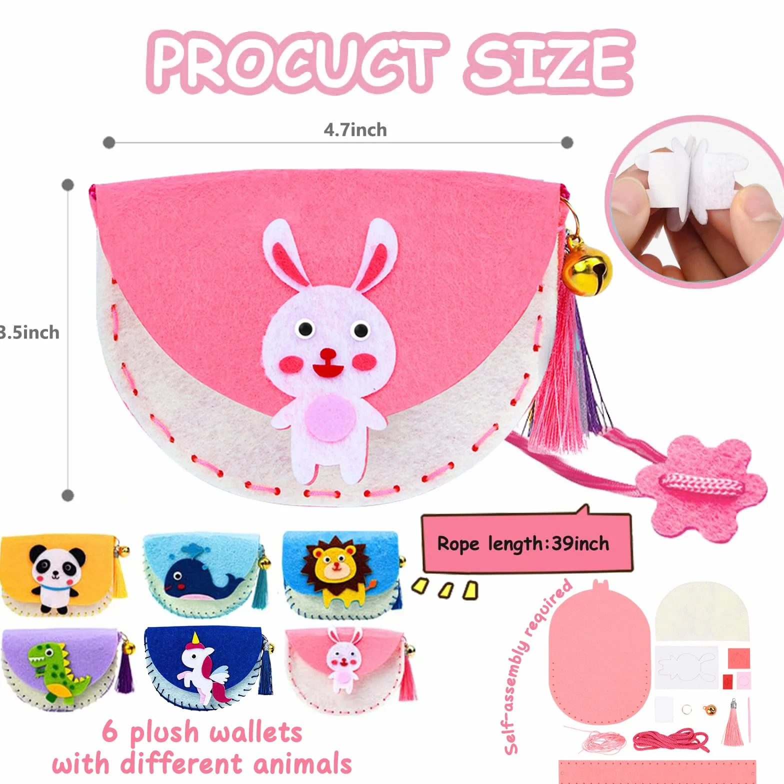 Omnikryp Set da Cucito Fai da Te per Bambini, Kit Cucito Bambina, Pacchetto da Cucire Include 6 Semplici Progetti Set Lavoretti Cucitura, Confezione da Cucire per Bambini Educativi e Principianti