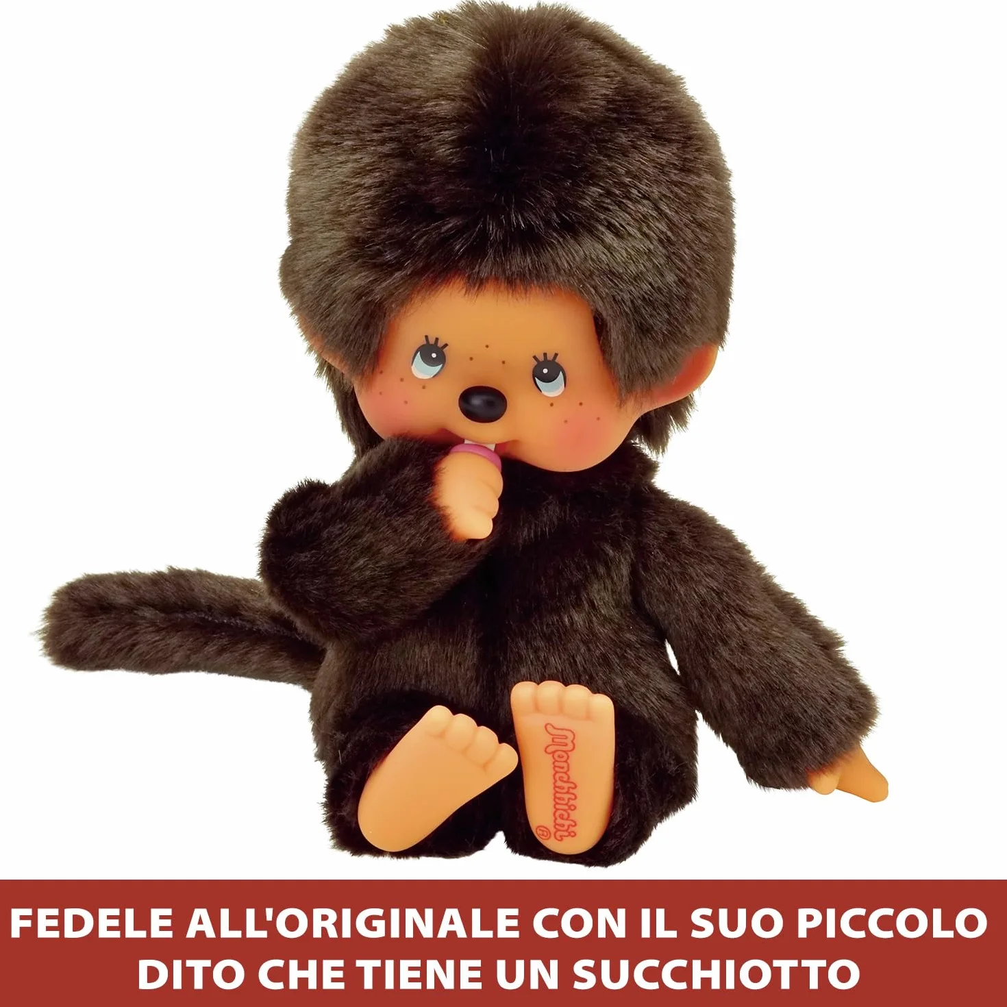 Monchhichi Bandai Peluche Originale - Peluche Scimmietta Iconica degli Anni '80 - Morbidissima peluche 20 cm per bambini, adulti - Giocattolo per Bambini dai 2 anni in su - 84637