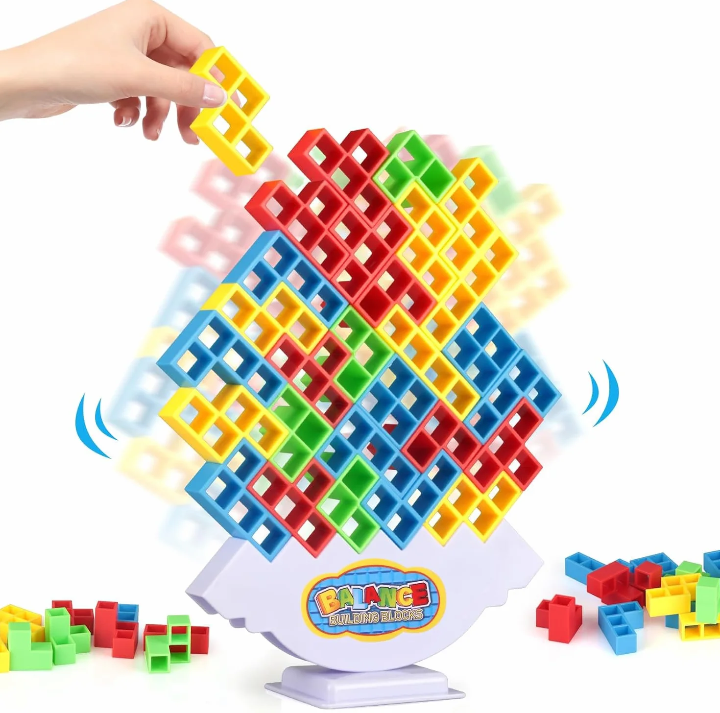 Gioco Tetra Tower, gioco Tetris Balance Toy, giochi da tavolo impilabili Tetra Tower Balancing, blocchi da costruzione, giocattoli puzzle, compleanni per bambini e adulti. (64PCS)