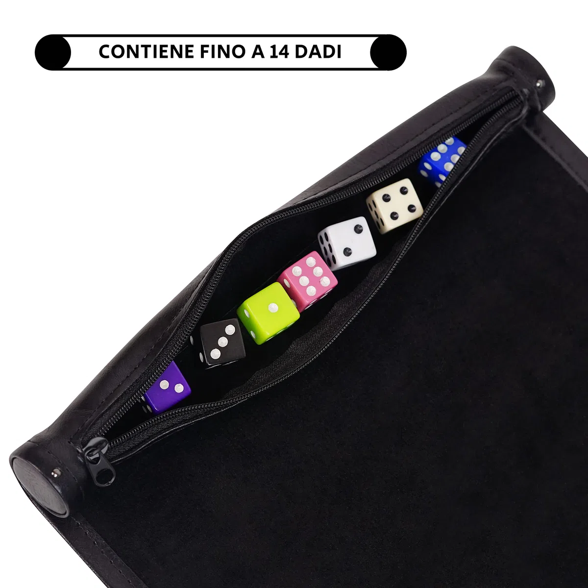 Belle Vous Porta Dadi per Giochi da Tavolo Scorrevole Nero con Tappetino - Porta Dadi in Pelle PU con Cerniera - Vassoio per Dadi Poliedrici Pieghevole Ideale per DND, RPG e Altri Giochi da Tavolo