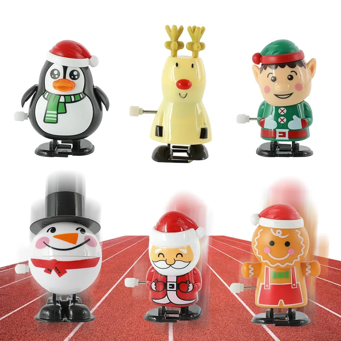 Giocattoli a Carica Manuale Natalizi, 6 Pezzi Personaggi a Molla Riempimento del Calendario dell'avvento Calze Natale Feste Regali, Natalizia Giocattolo per Carica Regalo per Neonati Bambini Adulti