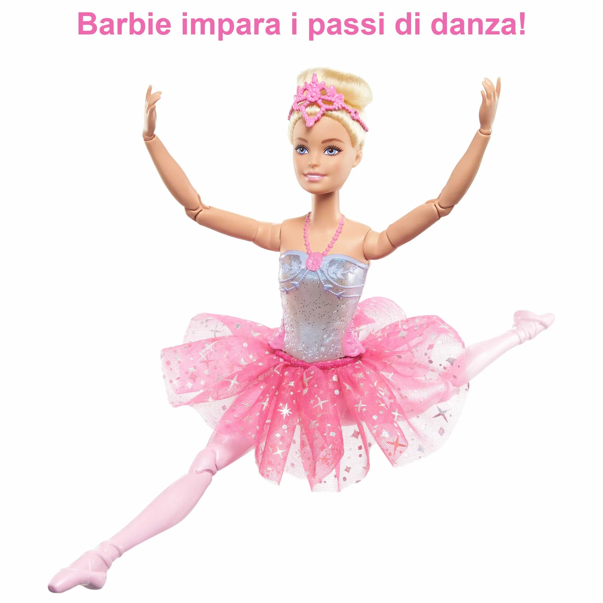 Barbie Dreamtopia Luci Scintillanti - Bambola Ballerina Magica dai Capelli Biondi, con Coroncina e Tutù Rosa, Giocattolo per Bambini 3+ Anni, HLC25
