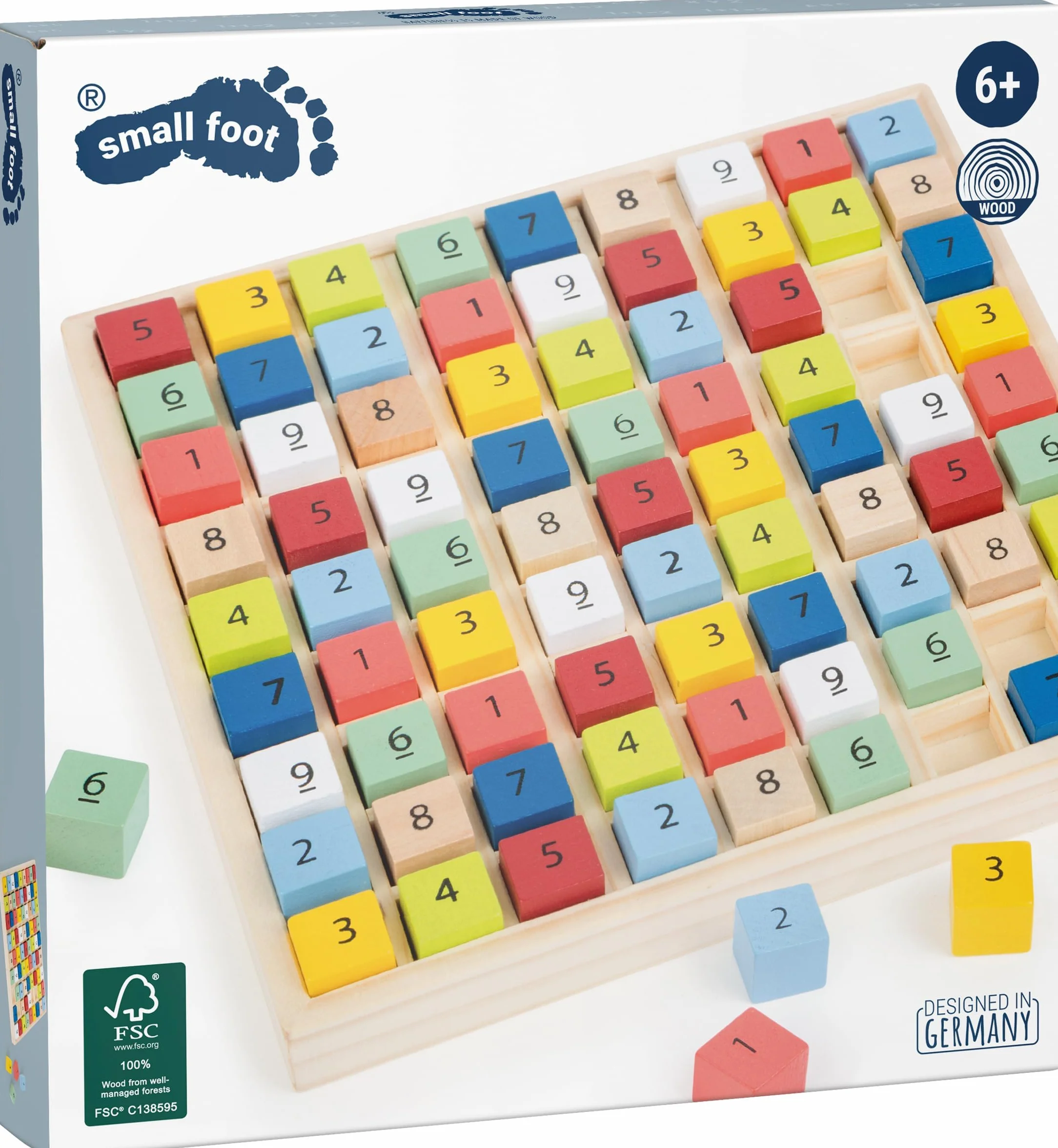 Small Foot 11164 Sudoku Colorato Educare in Legno 81 Cubi Numerici dai 6 Anni