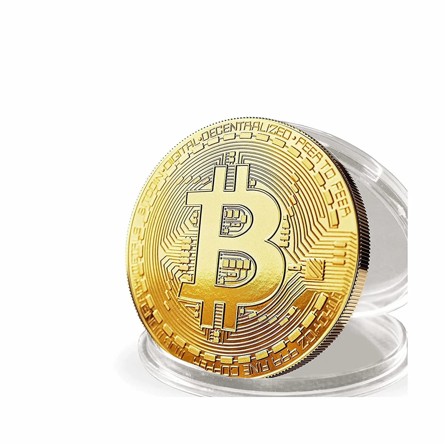 Dawnzen 12 Pz Bitcoin Moneta Fisica, Oro Placcato Moneta Bitcoin Regalo Collezionabile BTC Coins con Capsula Protettiva